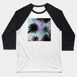 Summer Holographic Gradient Palm Trees Design Baseball T-Shirt